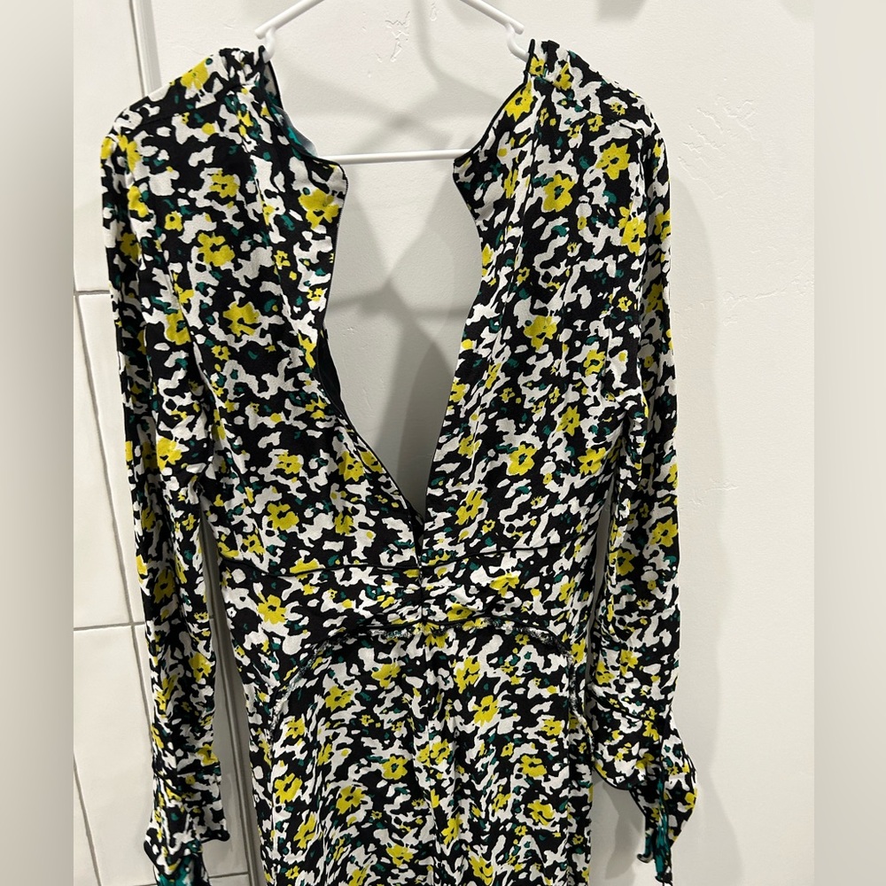 PROENZA SCHOULER Women's Wildflower-Print Georgette Midi Dress Size 4 in Black - Picture 8 of 15